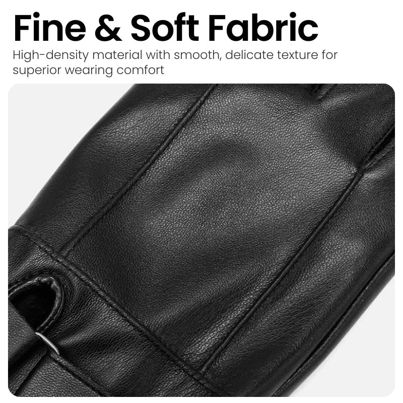 Winter Fleece Lined PU Leather Cycling Gloves – Touchscreen