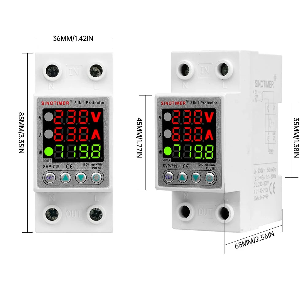 SVP-719 Adjustable Voltage & Current Protector 220V 40A/63A