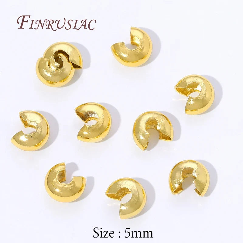 18K Gold Plated Crimp Cover Beads – 50/100 Pcs | DIY Jewelry