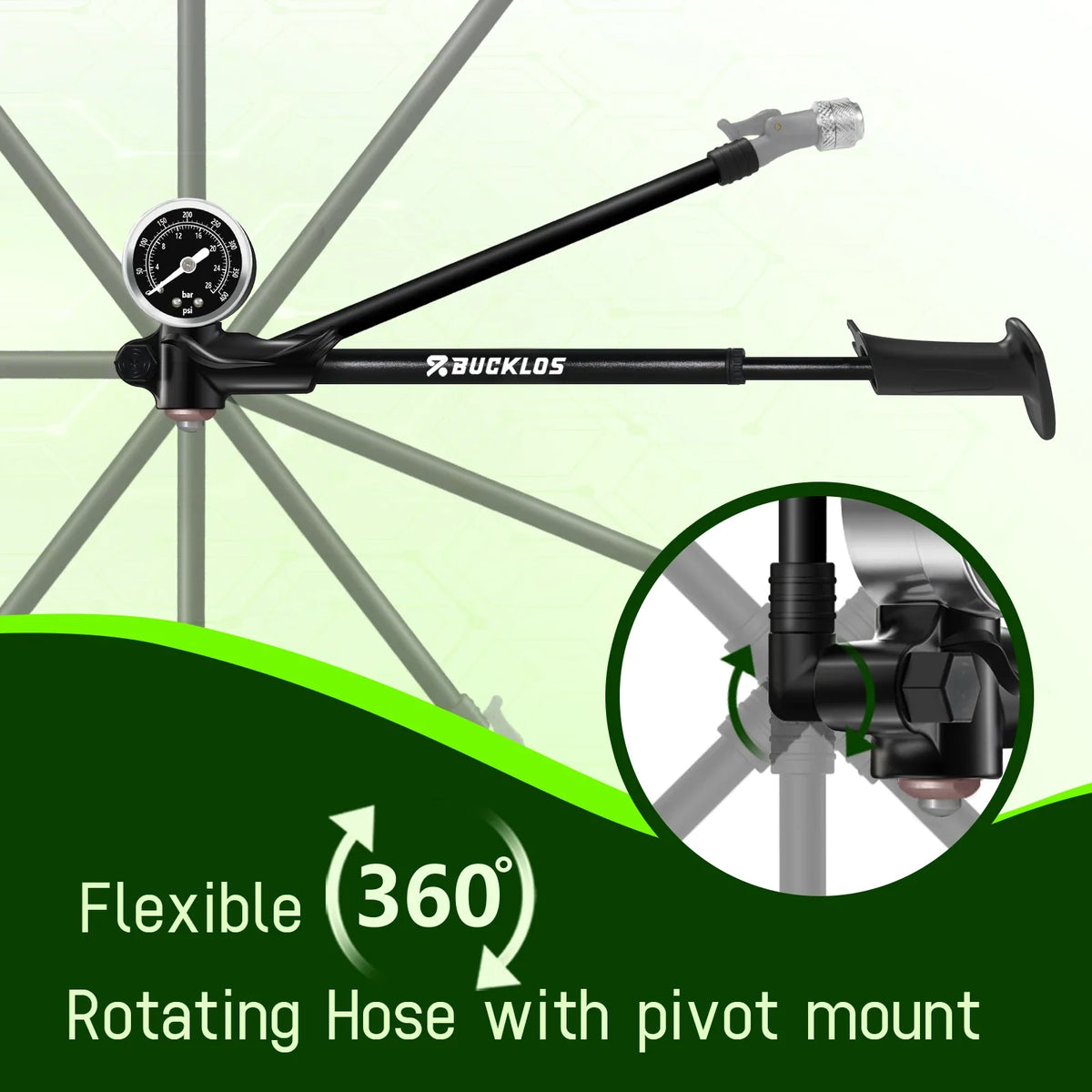 BUCKLOS 400PSI MTB Shock Pump – Air Fork & Rear Shock Inflator