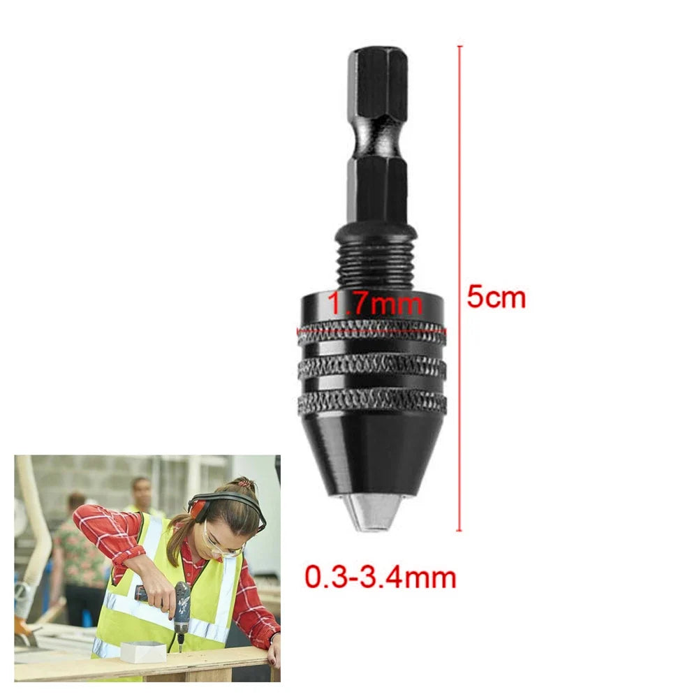 Mini Keyless Drill Chuck 0.3–8mm 1/4" Hex Shank Converter