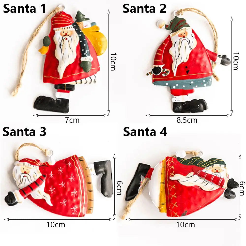 Retro Metal Christmas Ornaments – Angel, Santa & Snowman Pendants