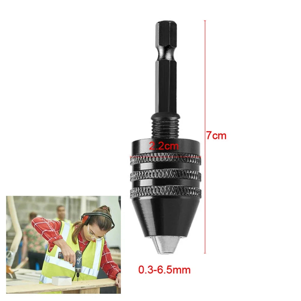 Mini Keyless Drill Chuck 0.3–8mm 1/4" Hex Shank Converter