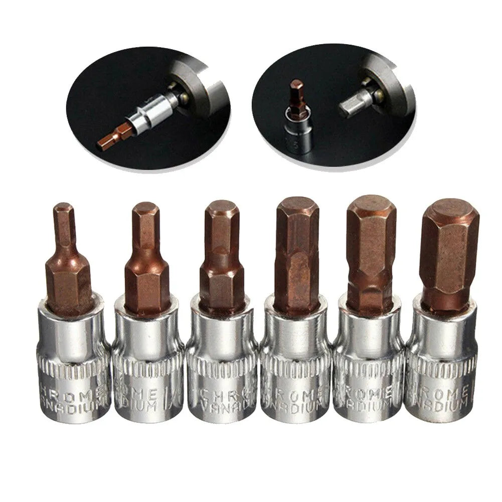 1/4" Hex Bit Socket Adapter Set H3–H8 | Chrome Vanadium