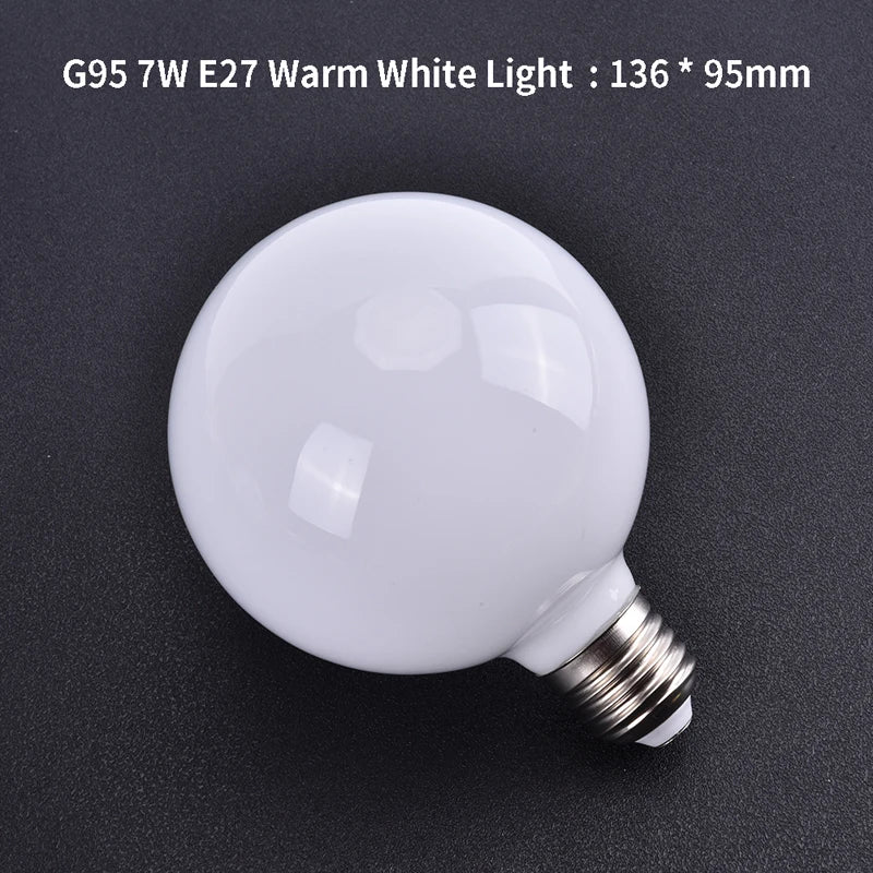 Milky Glass G80 G95 Globe LED Bulb 7W E27 Warm & Cool White