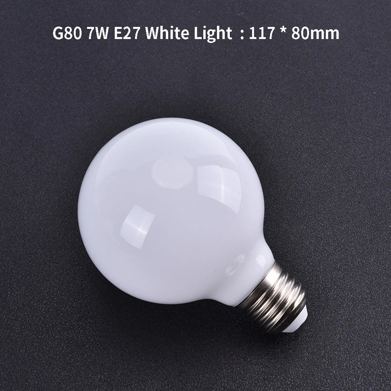 Milky Glass G80 G95 Globe LED Bulb 7W E27 Warm & Cool White