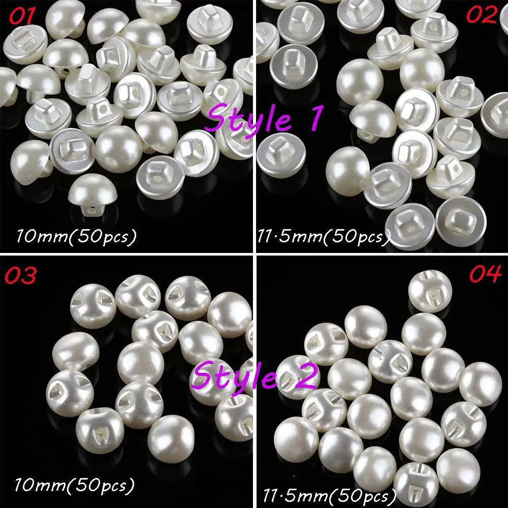 50PCS 10mm Pearl Shank Buttons for Sewing, DIY & Crafts