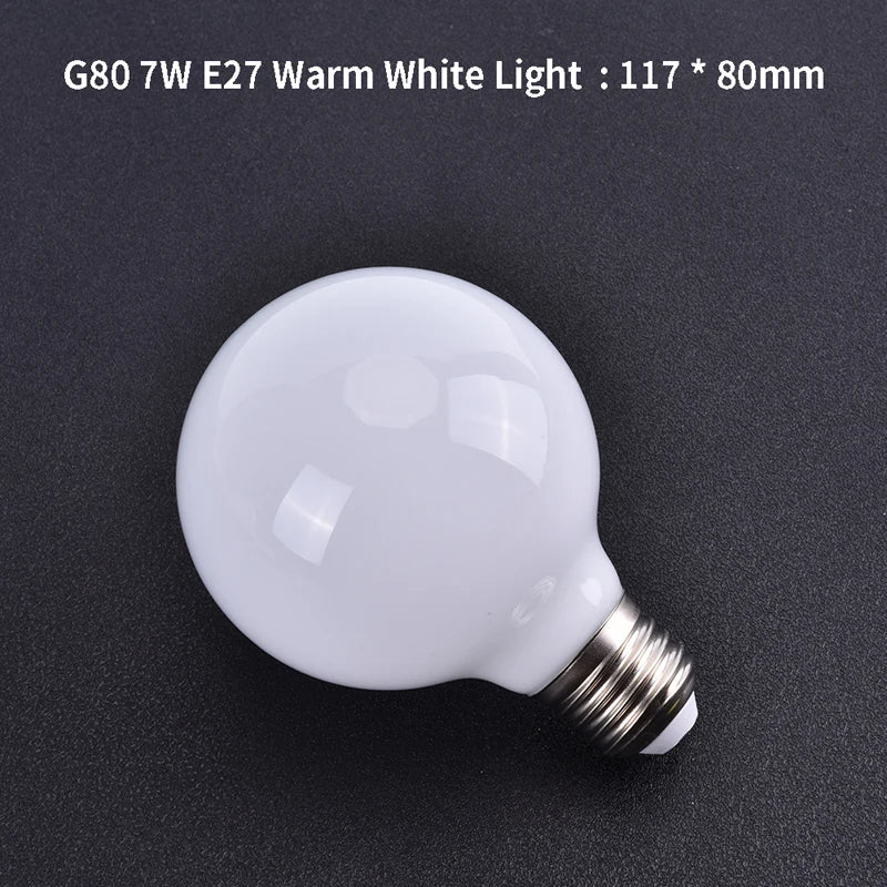 Milky Glass G80 G95 Globe LED Bulb 7W E27 Warm & Cool White