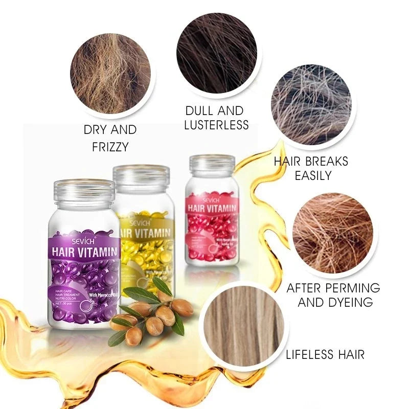 Sevich Hair Vitamin Capsules – Keratin & Moroccan Oil Serum