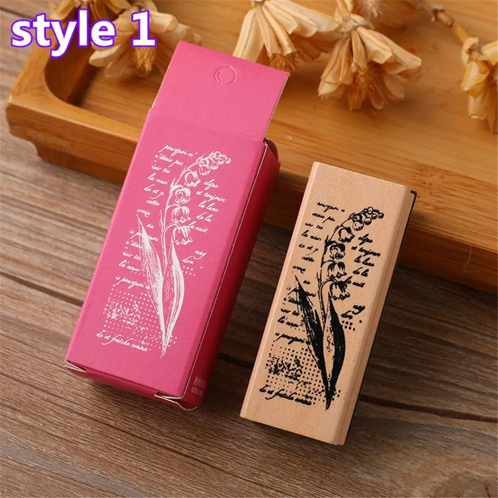 Vintage Wooden Rubber Stamps – Plant & Tree DIY Craft Stamps
