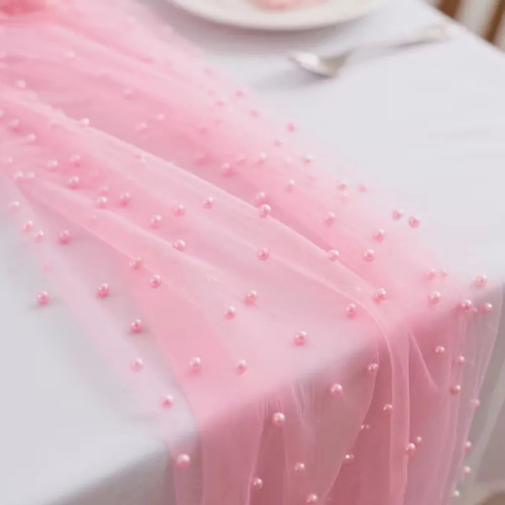 Pearl Tulle Sheer Table Runner 0.75×3M – Wedding & Party Décor