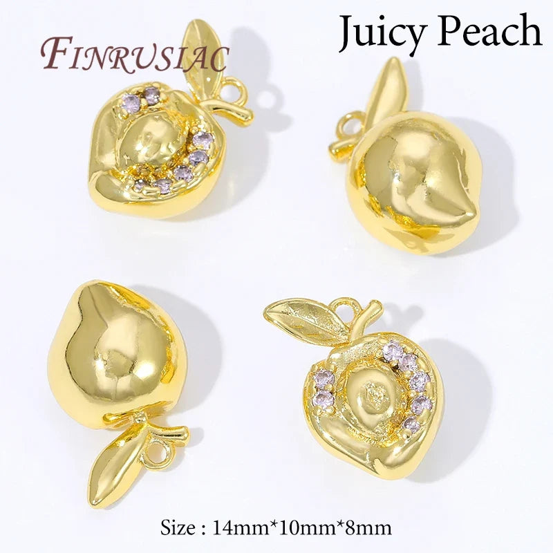 18K Gold Plated Mango & Strawberry Fruit Charms for DIY Jewelry