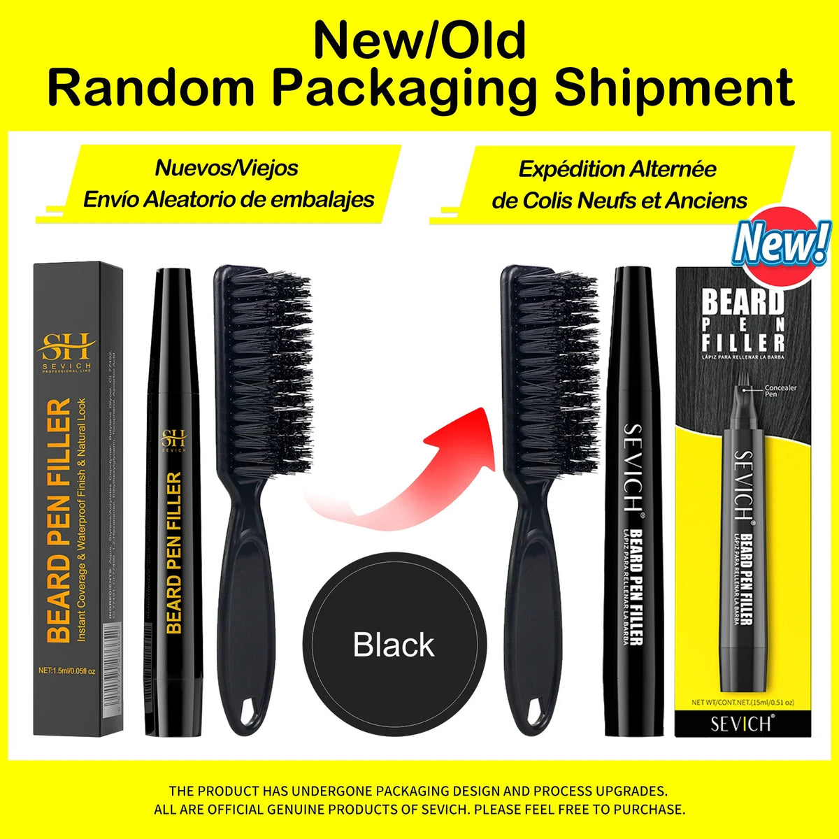 Sevich Beard Filler Pen Kit – 4-Prong Waterproof Pencil & Brush