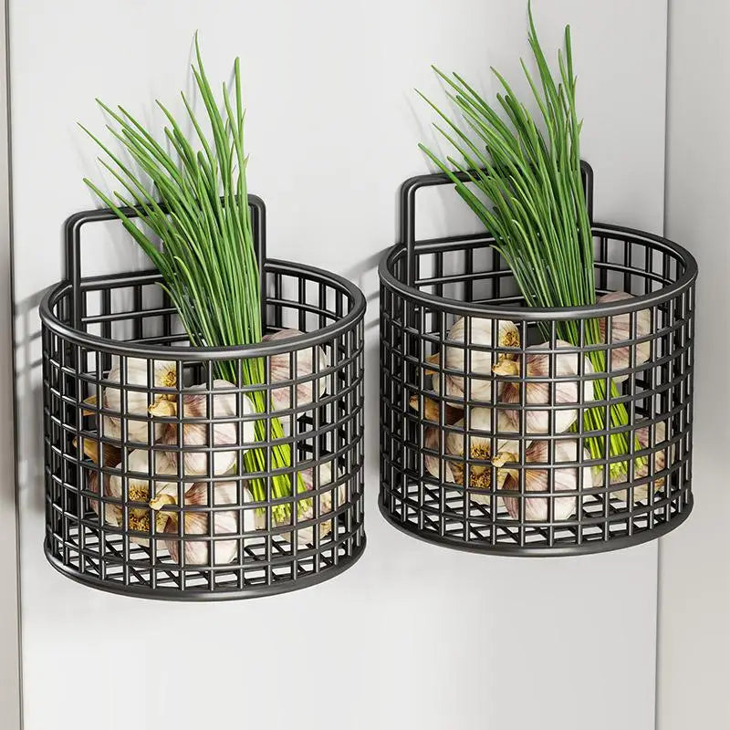 Wall Mounted Kitchen Wire Basket Rack 1/2/3 Grid Organizer