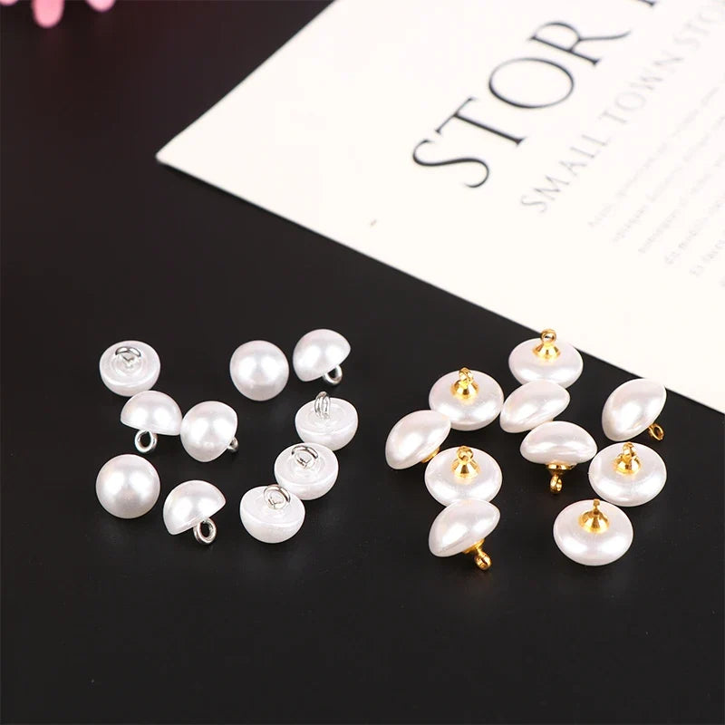 10Pcs Mushroom Faux Pearl Shank Buttons 10mm 12mm – DIY Sewing
