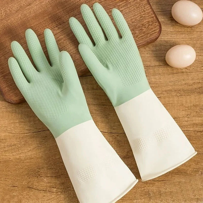 Thick Waterproof Latex Kitchen Gloves | Mint Green Rubber