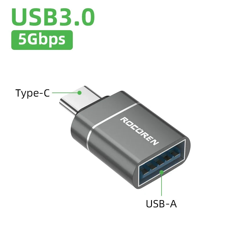 Rocoren USB-C to USB-A 3.0 OTG Adapter – MacBook & Android