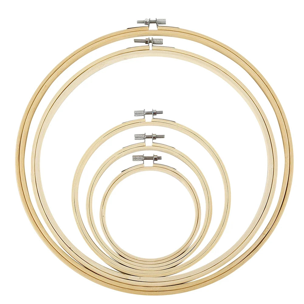 5pcs Wooden Embroidery Hoops Set 13–30cm | Cross Stitch DIY