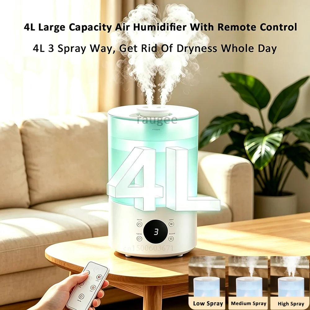 Raugee 4L Cool Mist Humidifier | Dual Spray & Night Light
