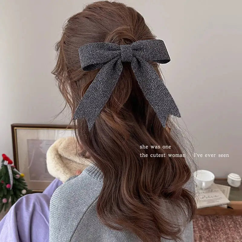 Korean Knitted Bow Hair Clip – Sweet Duckbill Hairpin for Women