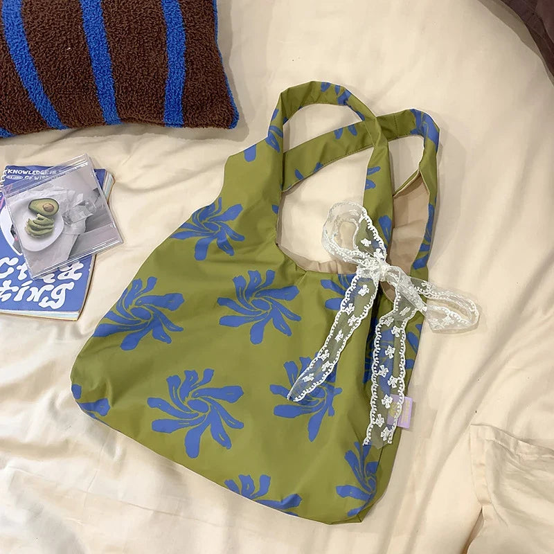 Floral Canvas Shoulder Bag | Large Capacity Women's Beach Tote