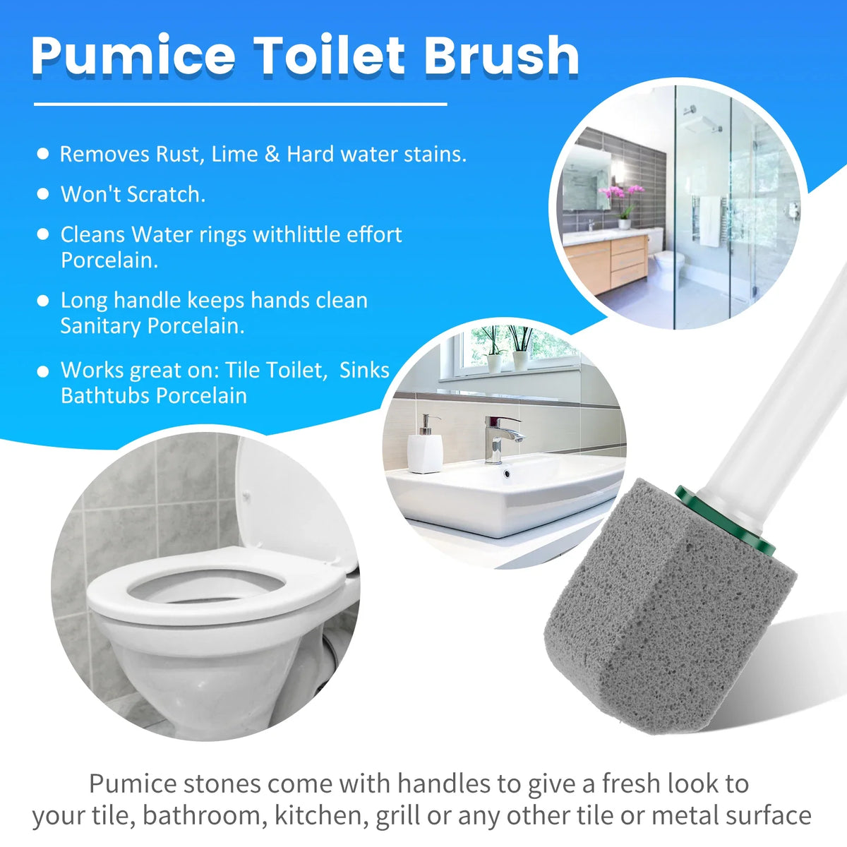 Pumice Cleaning Stone with Handle – 10 Heads | Willstar