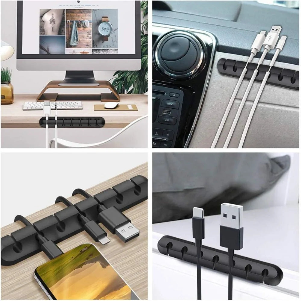 2PCS Self-Adhesive Silicone USB Cable Organizer Clips
