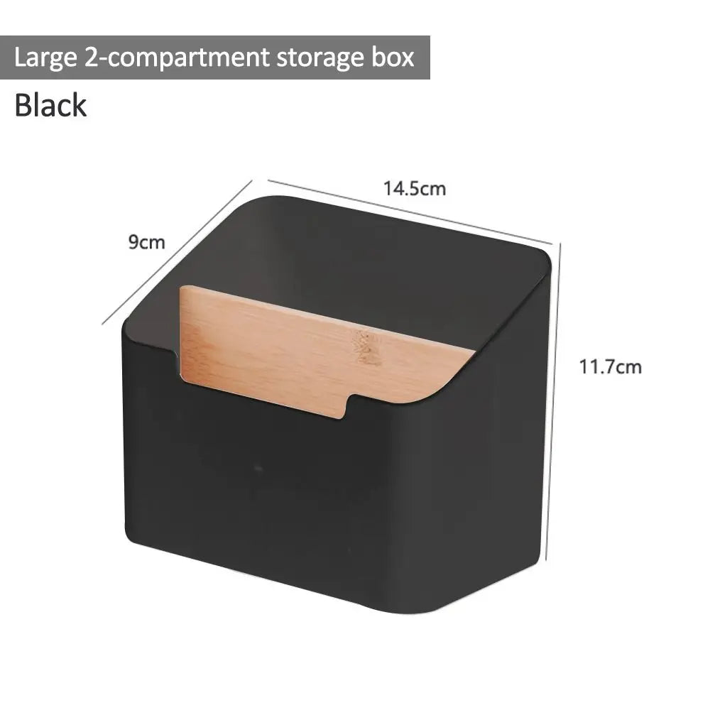 Wooden Remote Control Organizer & Desktop Storage Box