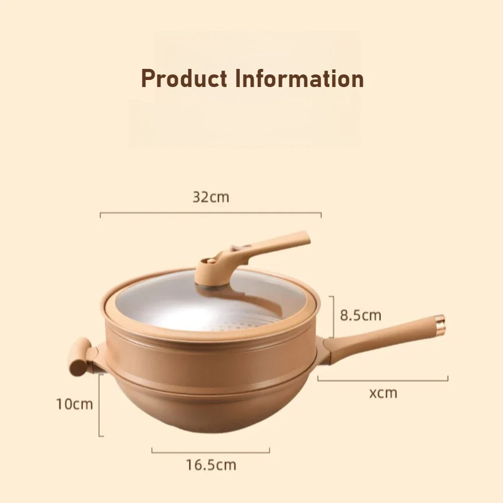 Nonstick Clay Wok Die Cast Frying Pan – Multifunctional Kitchen