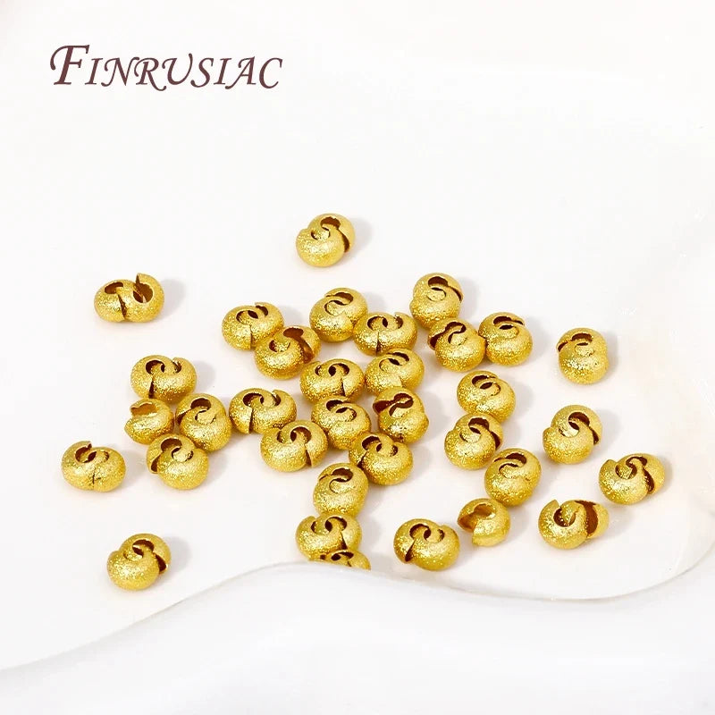18K Gold Plated Crimp Bead Covers 3mm 4mm | 50/100 Pcs DIY