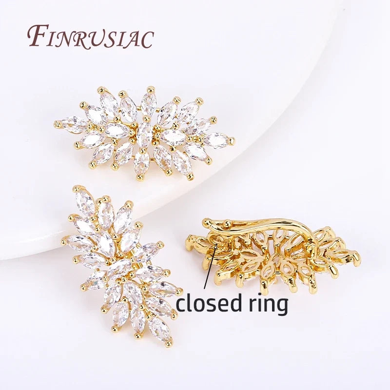 18K Gold Plated Zircon Flower Pearl Clasp | DIY Necklace Findings