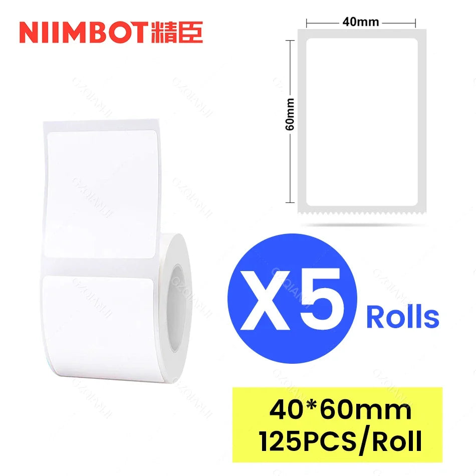 NiiMbot Thermal Label Rolls – Round White Waterproof Stickers