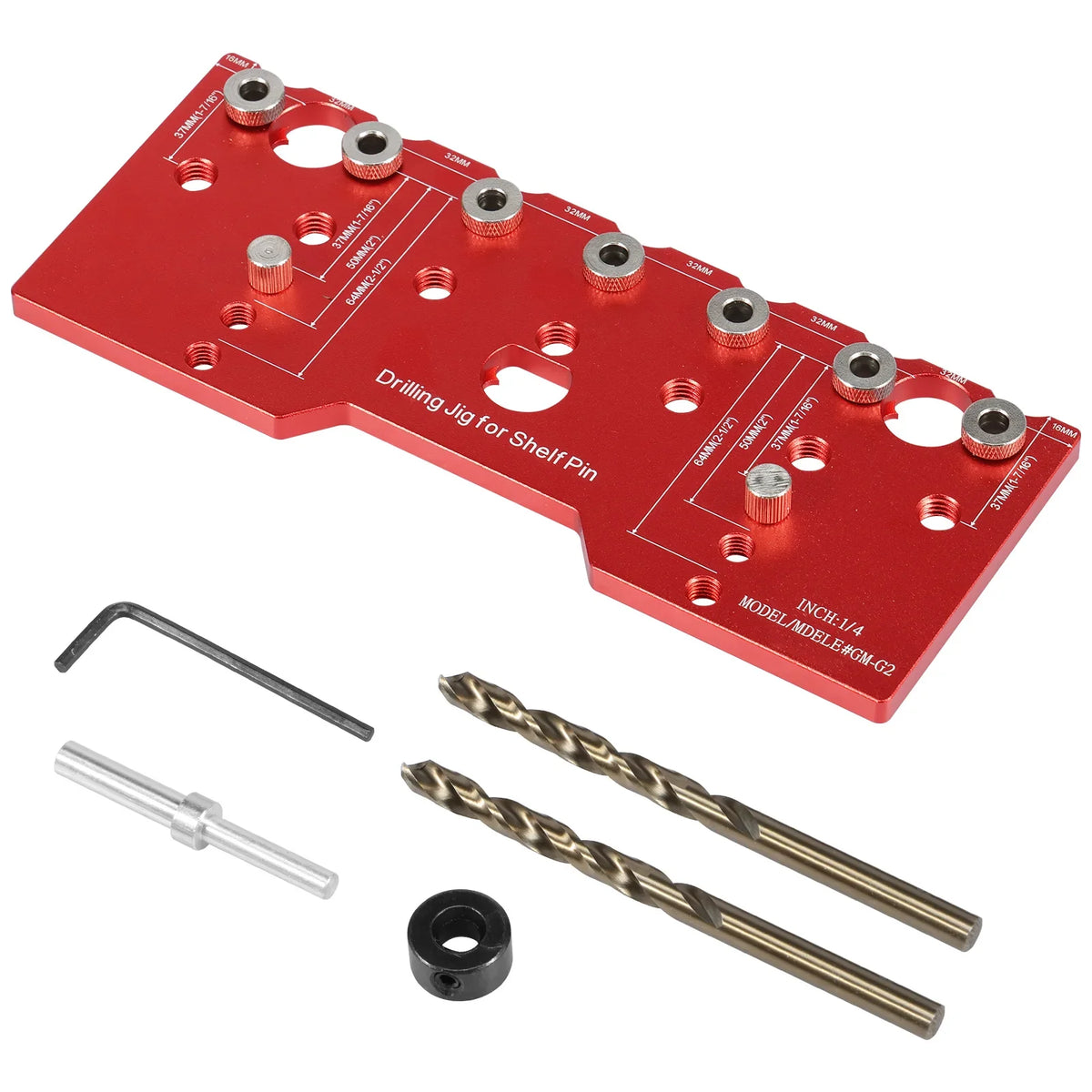 Shelf Pin Jig 1/4" Aluminum Alloy Drilling Guide 32mm Spacing
