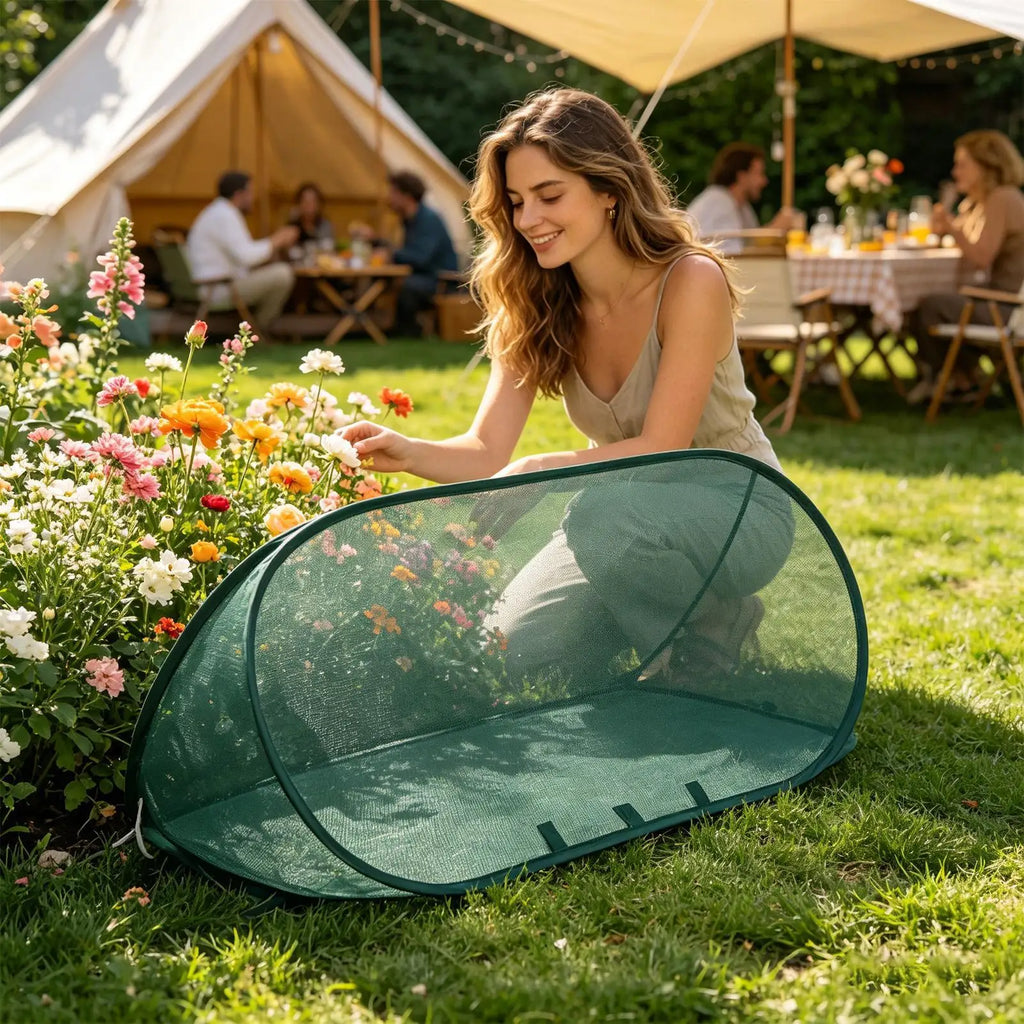 Pop-Up Plant Cover Fine Mesh Net with Ground Stakes | Garden