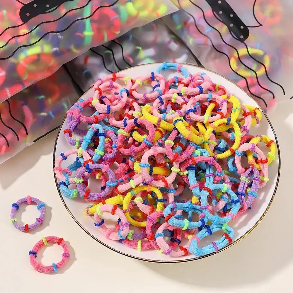 200pcs Colorful Elastic Hair Bands for Kids – Ponytail Ties