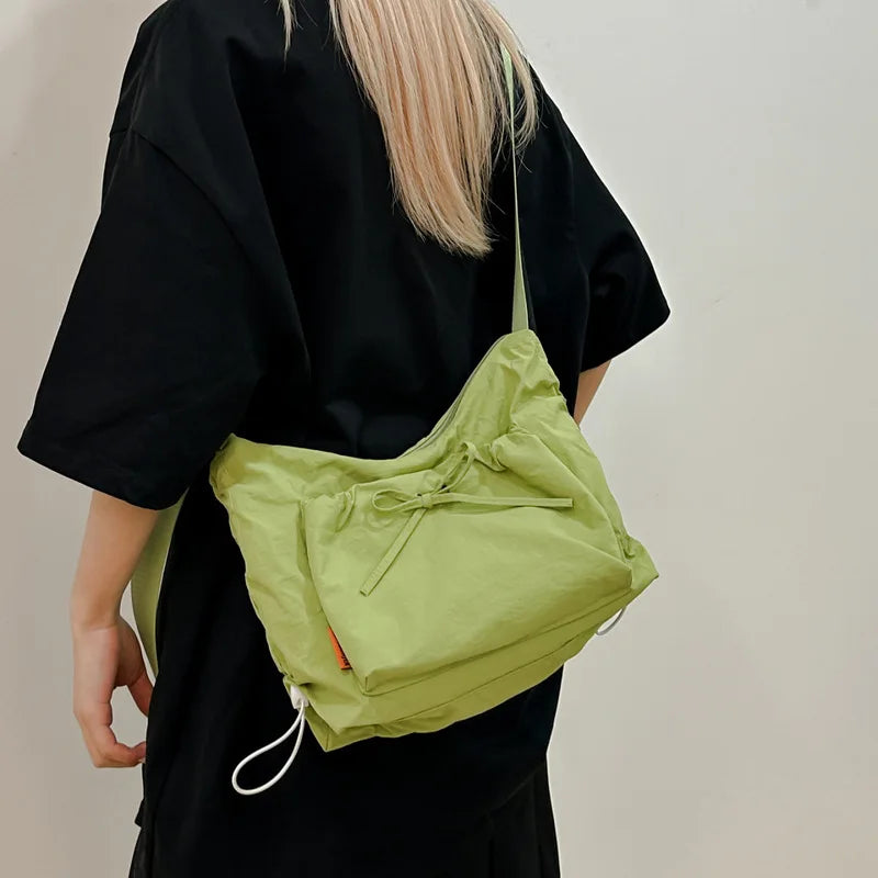 Nixie Pleated Puff Drawstring Hobo Bag | Large Capacity