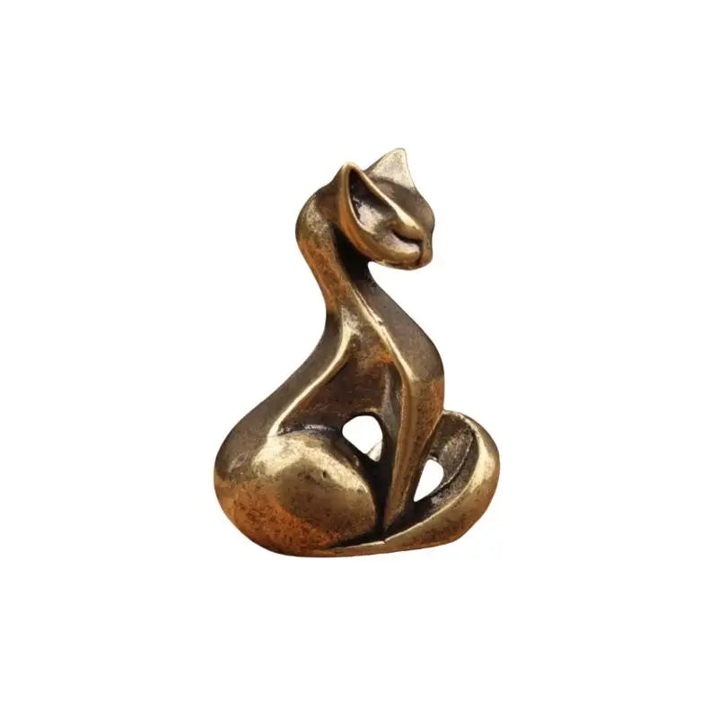 Brass Cat Figurine – Vintage Desktop Sculpture & Home Décor