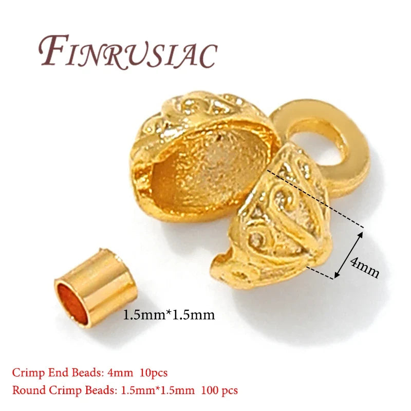 110Pcs 18K Gold Plated Crimp Beads & Covers – DIY Jewelry