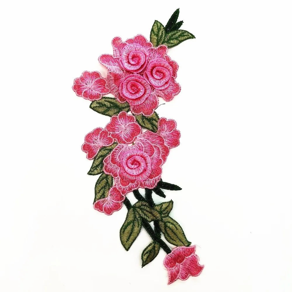 3D Embroidered Rose Flower Sew-On Patch – Ethnic Appliqué