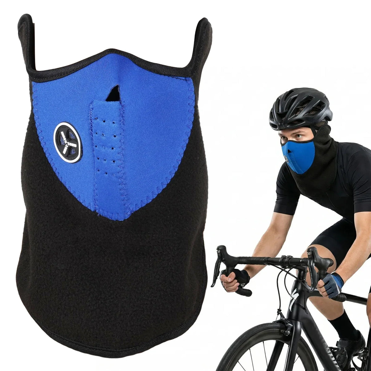 Windproof Cycling Face Mask with Breathing Valve & Neck Gaiter