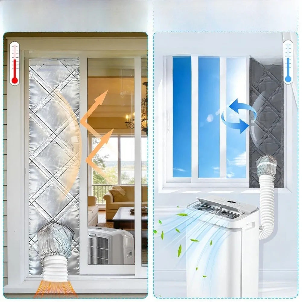 Portable AC Window Sealing Cloth | Silver Exhaust Hose Cover