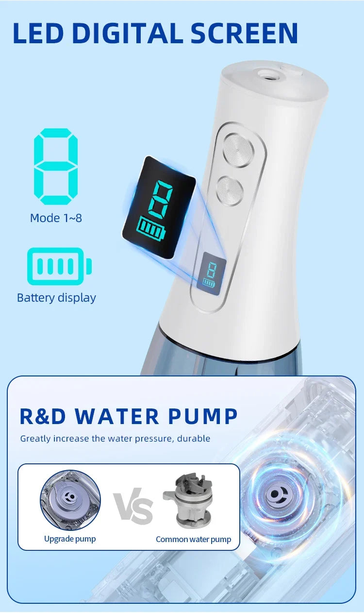 DUTRIEUX Water Flosser IPX7 – 400mL Tank, 8 Modes, Ozone