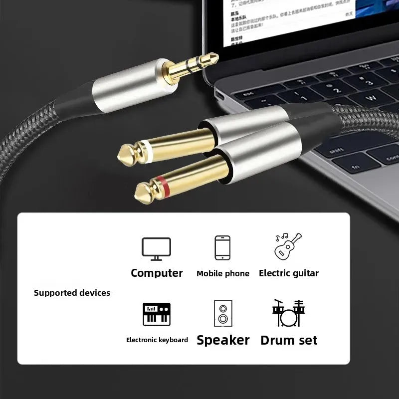 Nixie 3.5mm to Dual 6.35mm Audio Cable – Gold-Plated & DC Noise