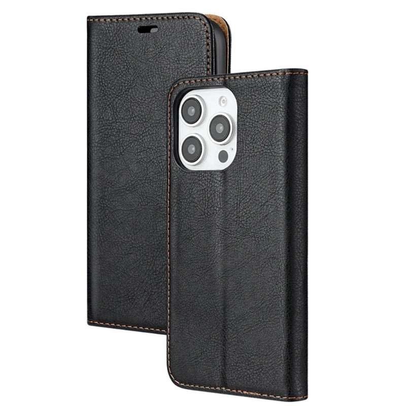 Vintage PU Leather Folio Wallet Case with Card Holder – iPhone 16