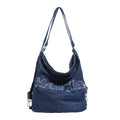 Women's Washed Denim Embroidered Backpack Tote | Nixie Bag