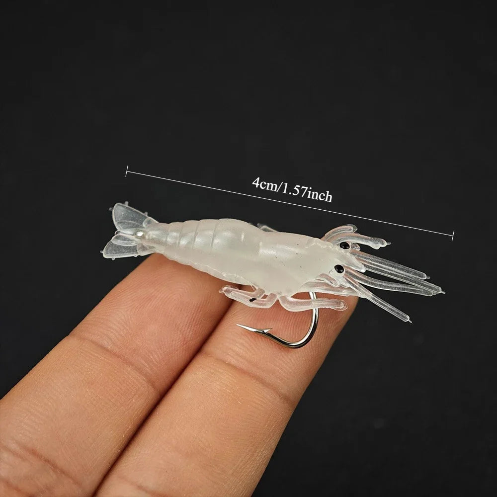10pcs Luminous Soft Shrimp Lure Jig Hook Silicone Sea Fishing Bait