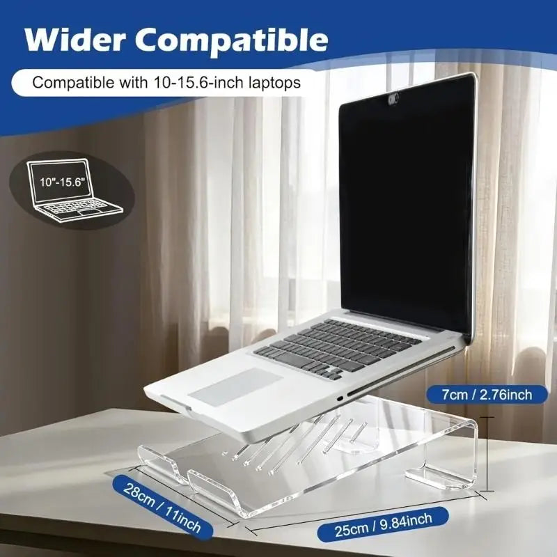 Transparent Acrylic Laptop Stand – Ventilated Desk Riser