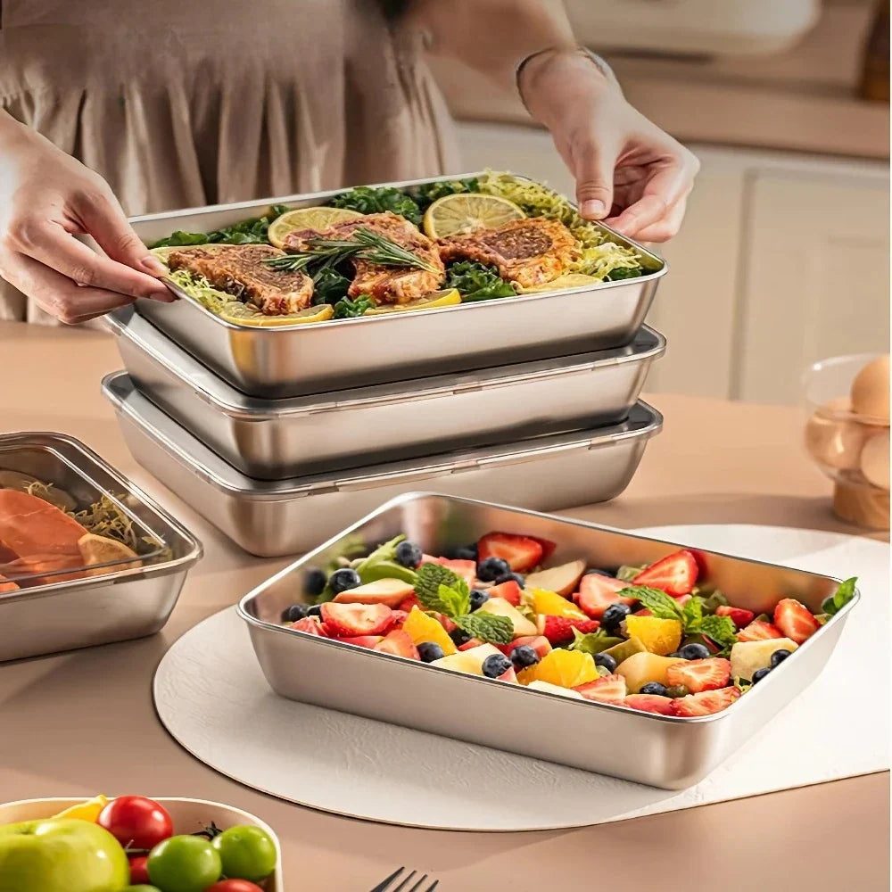 3-Piece Stainless Steel Stackable Food Storage Container Set