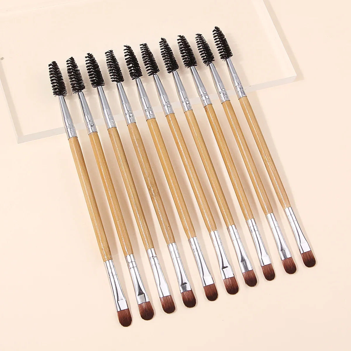 10Pcs Dual-Ended Eyeshadow & Spoolie Brow Brush Set