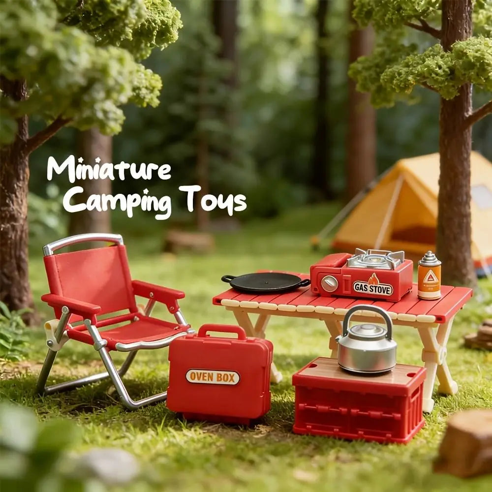 Miniature Camping Set 8pc – Fairy Garden Dollhouse Decor